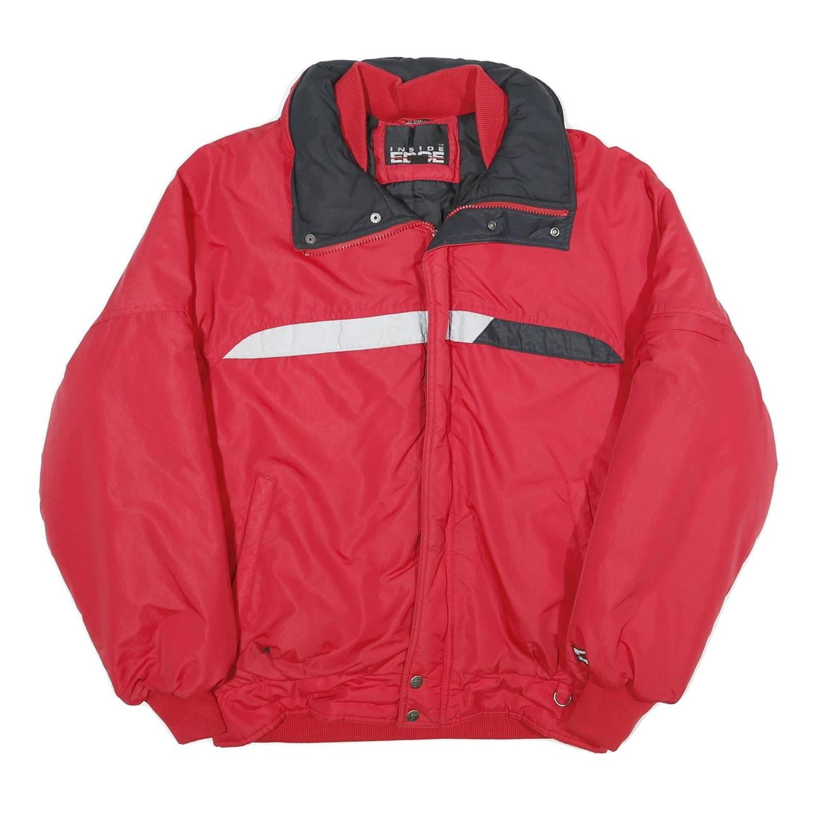 INSIDE EDGE Mens Red & Black Nylon Jacket L Zip Plain Casual Sportswear