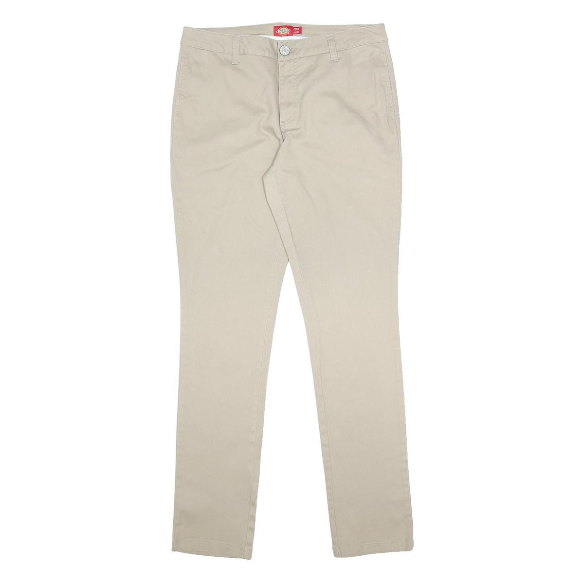 DICKIES Womens Slim Beige Cotton Blend Slim Trousers W30 L30 Classic Zip Pockets