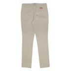 DICKIES Womens Slim Beige Cotton Blend Slim Trousers W30 L30 Classic Zip Pockets