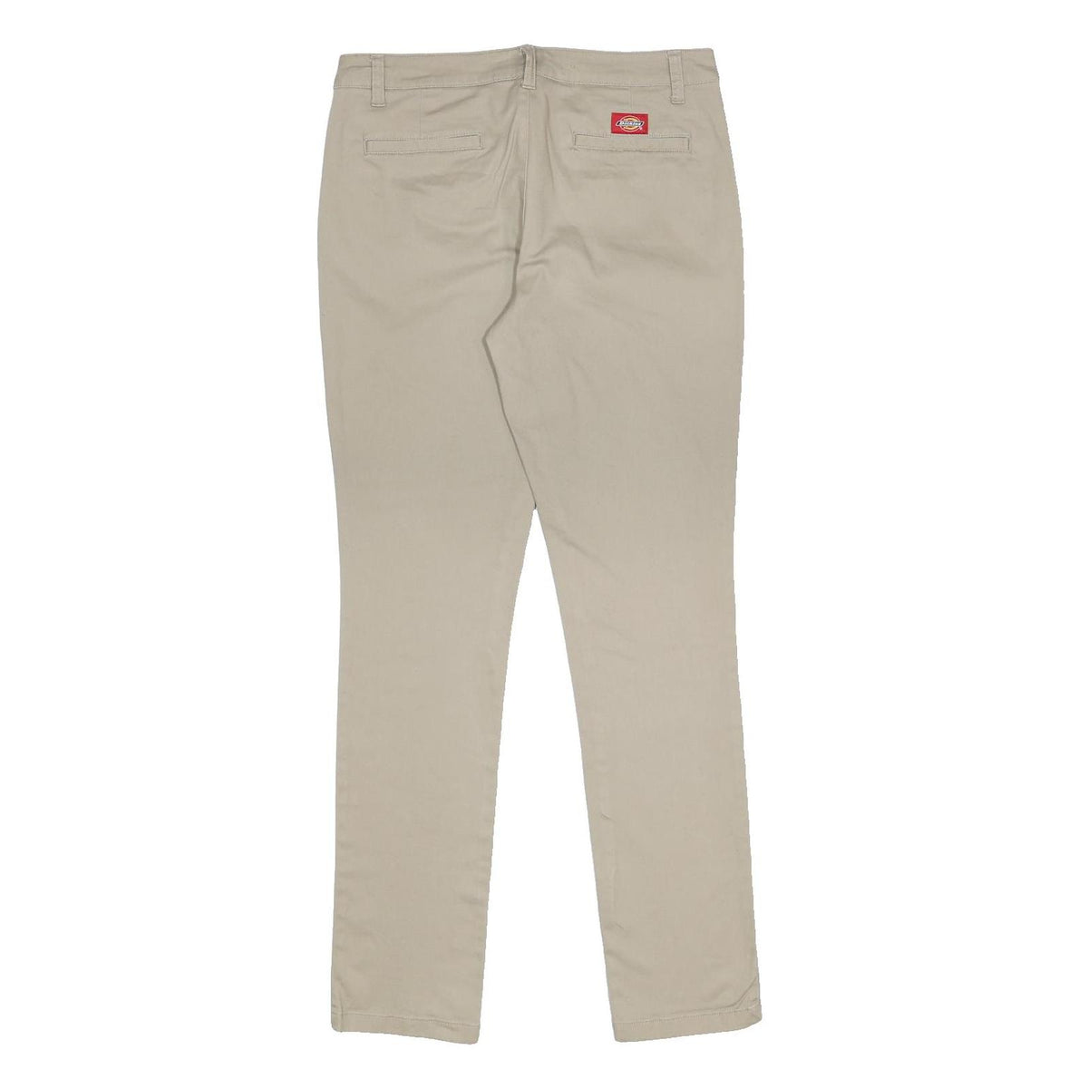 DICKIES Womens Slim Beige Cotton Blend Slim Trousers W30 L30 Classic Zip Pockets
