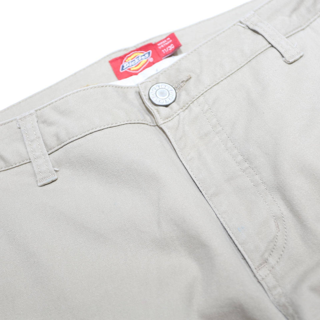 DICKIES Womens Slim Beige Cotton Blend Slim Trousers W30 L30 Classic Zip Pockets