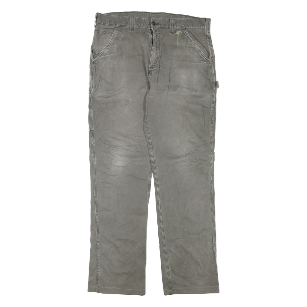 CARHARTT Mens Regular Fit Workwear Grey Denim Jeans W36 L36 Cotton Blend Zip