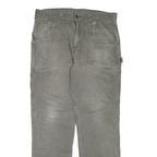 CARHARTT Mens Regular Fit Workwear Grey Denim Jeans W36 L36 Cotton Blend Zip