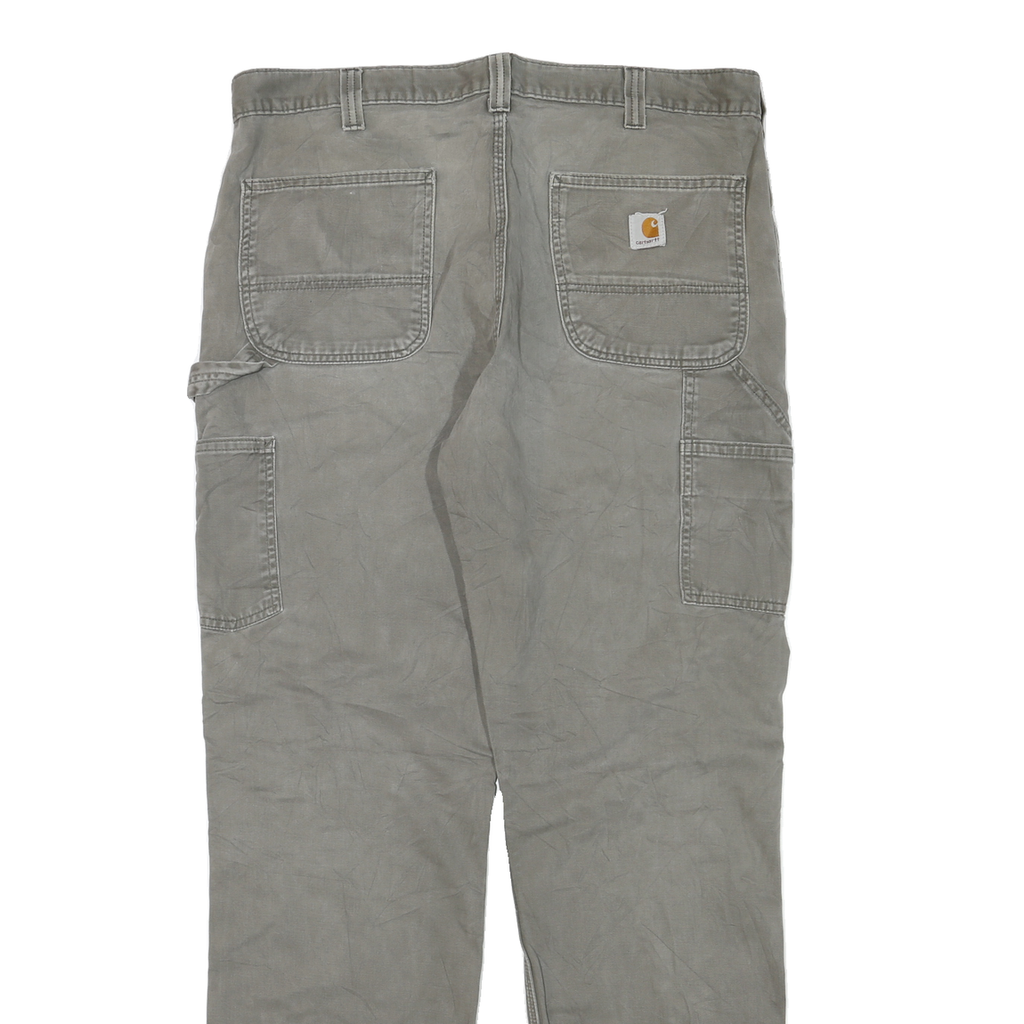 CARHARTT Mens Regular Fit Workwear Grey Denim Jeans W36 L36 Cotton Blend Zip