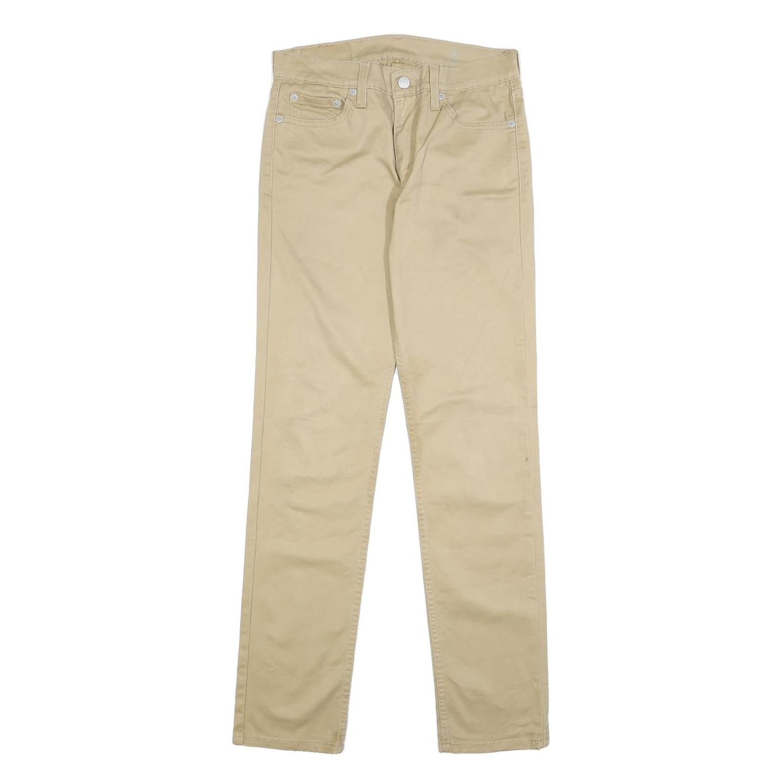 LEVI'S Mens Cotton Blend Beige Slim Tapered Trousers W29 L32 Casual Zip Closure