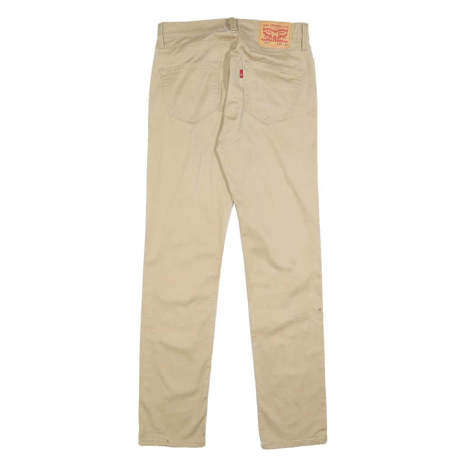 LEVI'S Mens Cotton Blend Beige Slim Tapered Trousers W29 L32 Casual Zip Closure