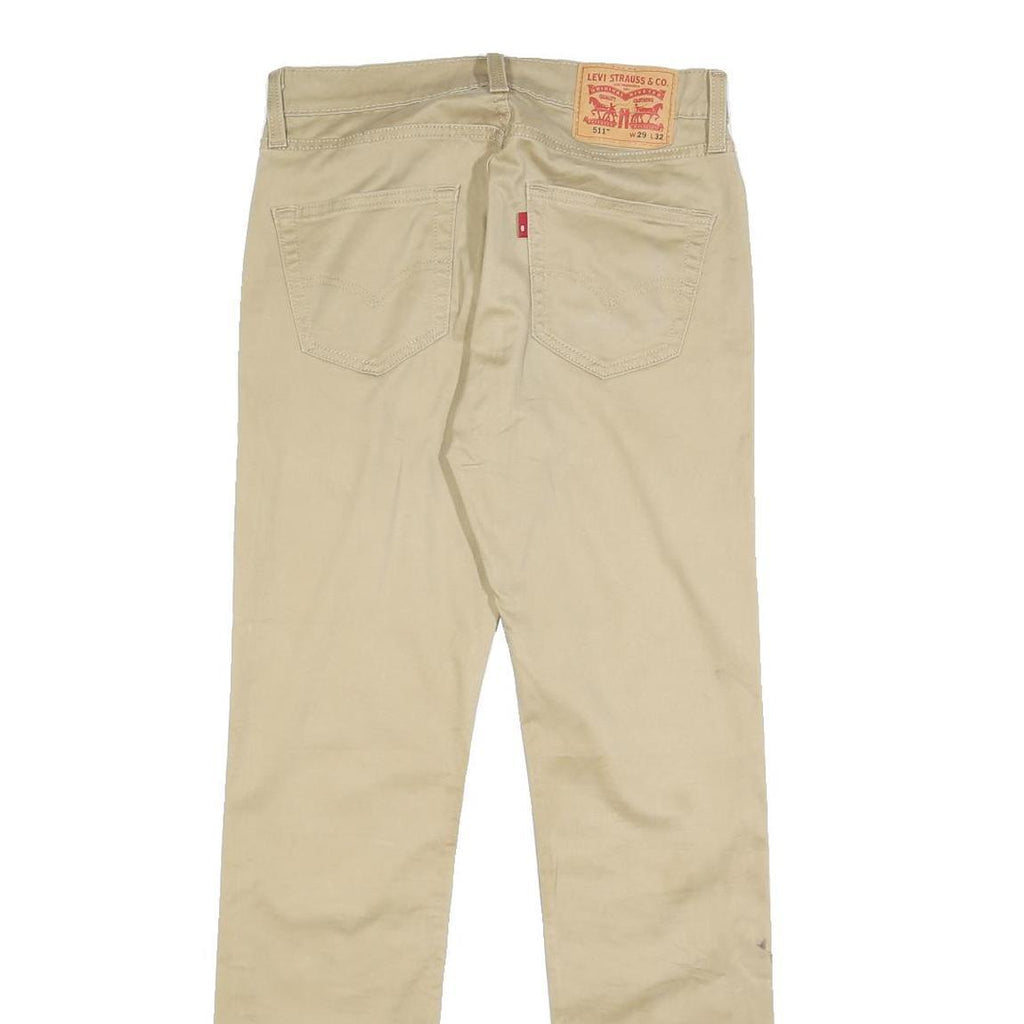 LEVI'S Mens Cotton Blend Beige Slim Tapered Trousers W29 L32 Casual Zip Closure