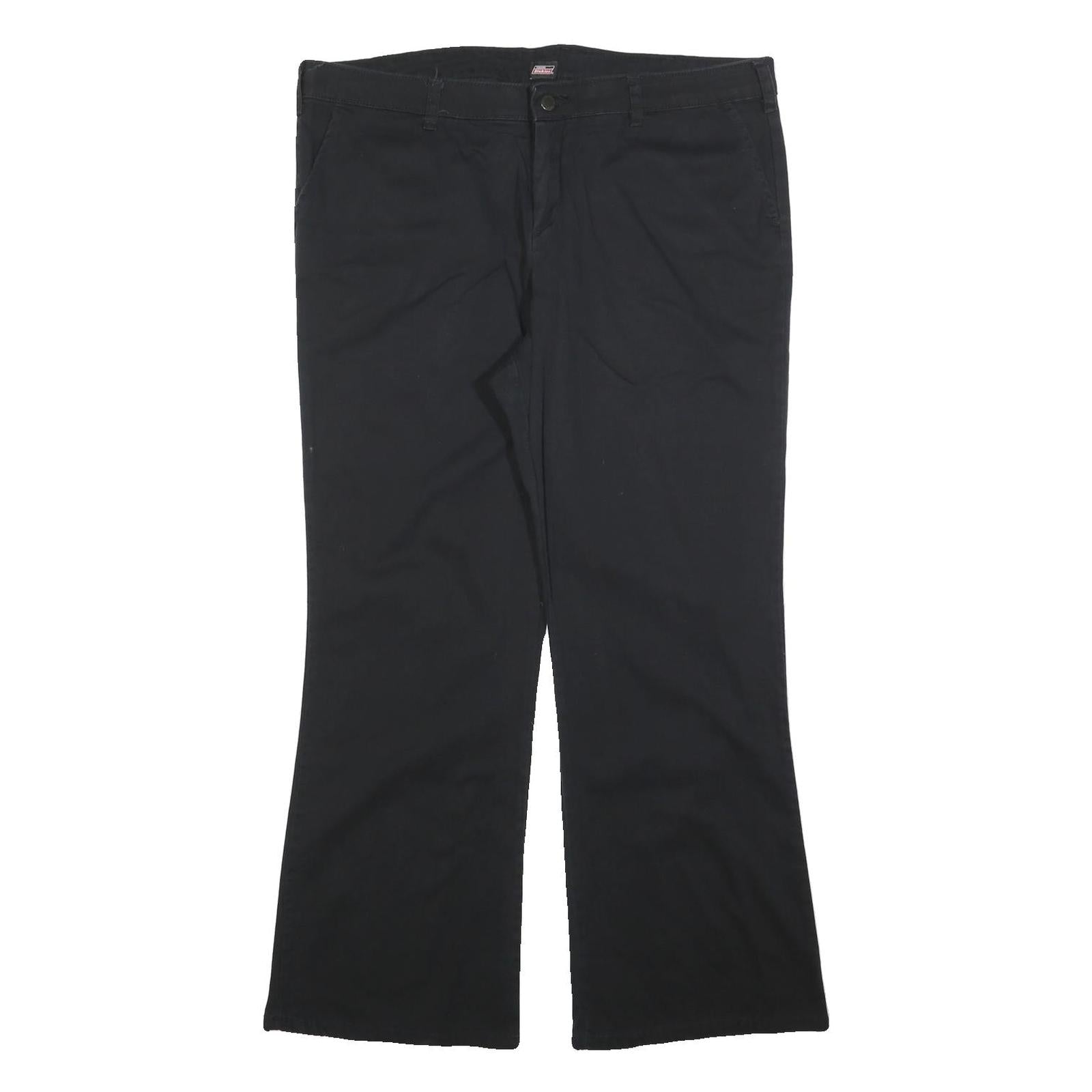 DICKIES Womens Cotton Blend Black Slim Flared Trousers W38 L30 Workwear