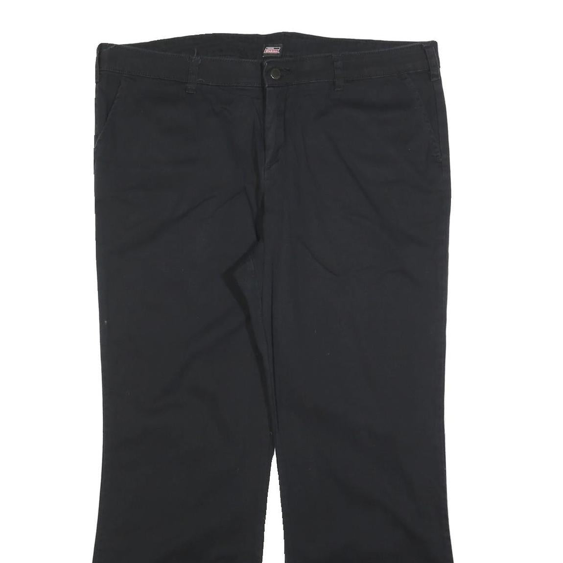 DICKIES Womens Cotton Blend Black Slim Flared Trousers W38 L30 Workwear