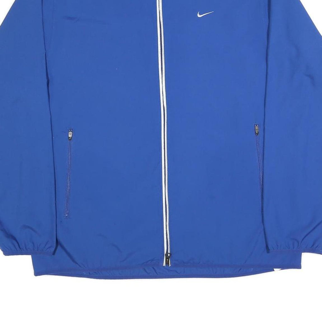 NIKE Mens Blue Zip Jacket L Cotton Blend Plain Athletic Sportswear