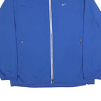 NIKE Mens Blue Zip Jacket L Cotton Blend Plain Athletic Sportswear