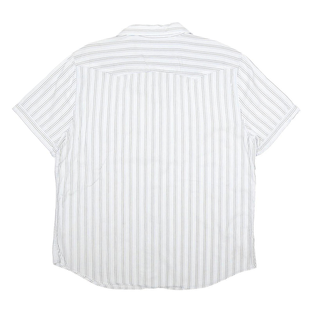 LEVI'S Mens White & Blue Striped Shirt XL Cotton Short Sleeve Casual Summer