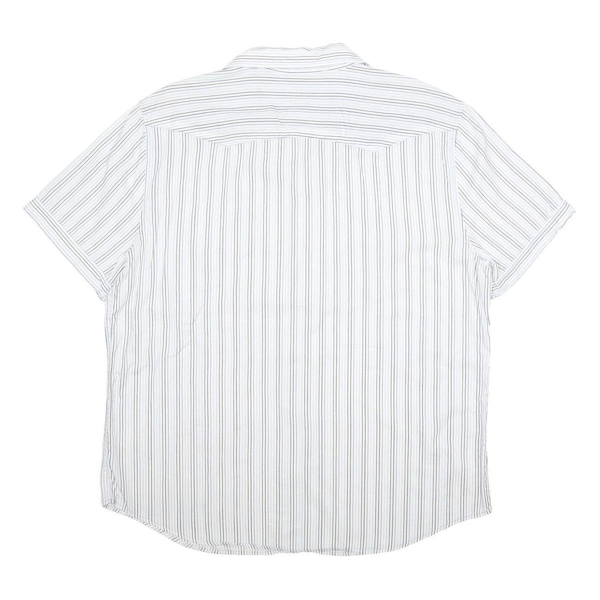 LEVI'S Mens White & Blue Striped Shirt XL Cotton Short Sleeve Casual Summer
