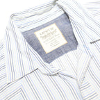 LEVI'S Mens White & Blue Striped Shirt XL Cotton Short Sleeve Casual Summer