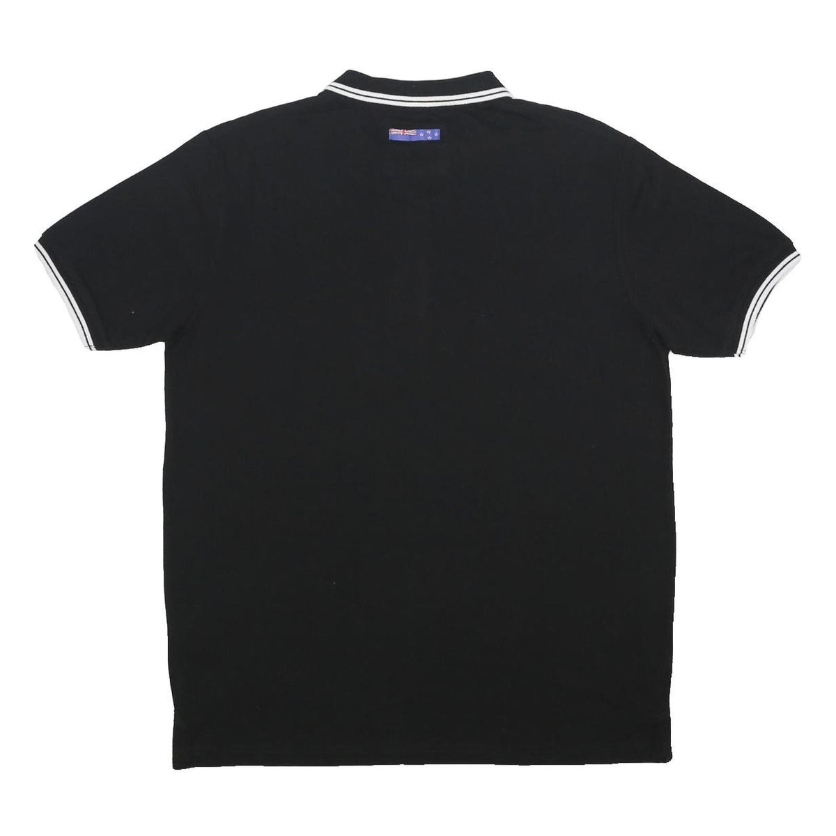 RUGBY HERITAGE Mens Black New Zealand Short Sleeve Polo Shirt L Cotton Blend
