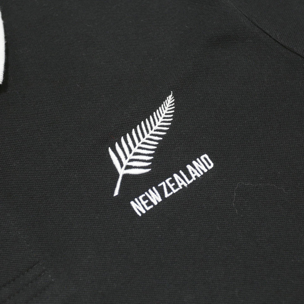 RUGBY HERITAGE Mens Black New Zealand Short Sleeve Polo Shirt L Cotton Blend