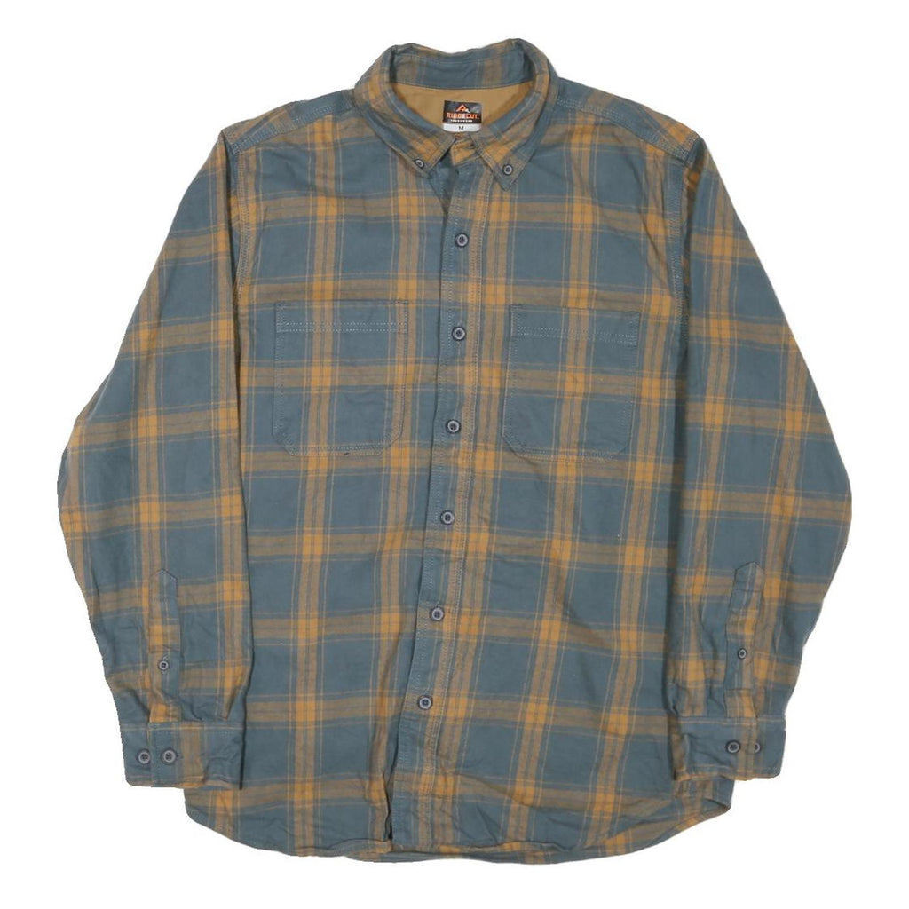 RIDGECUT Mens Blue & Beige Check Shirt M Button-Down Casual Cotton Blend