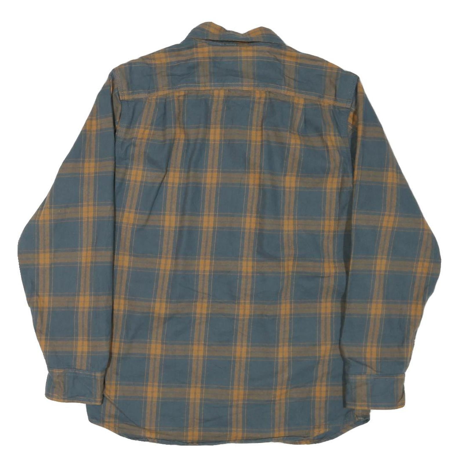 RIDGECUT Mens Blue & Beige Check Shirt M Button-Down Casual Cotton Blend