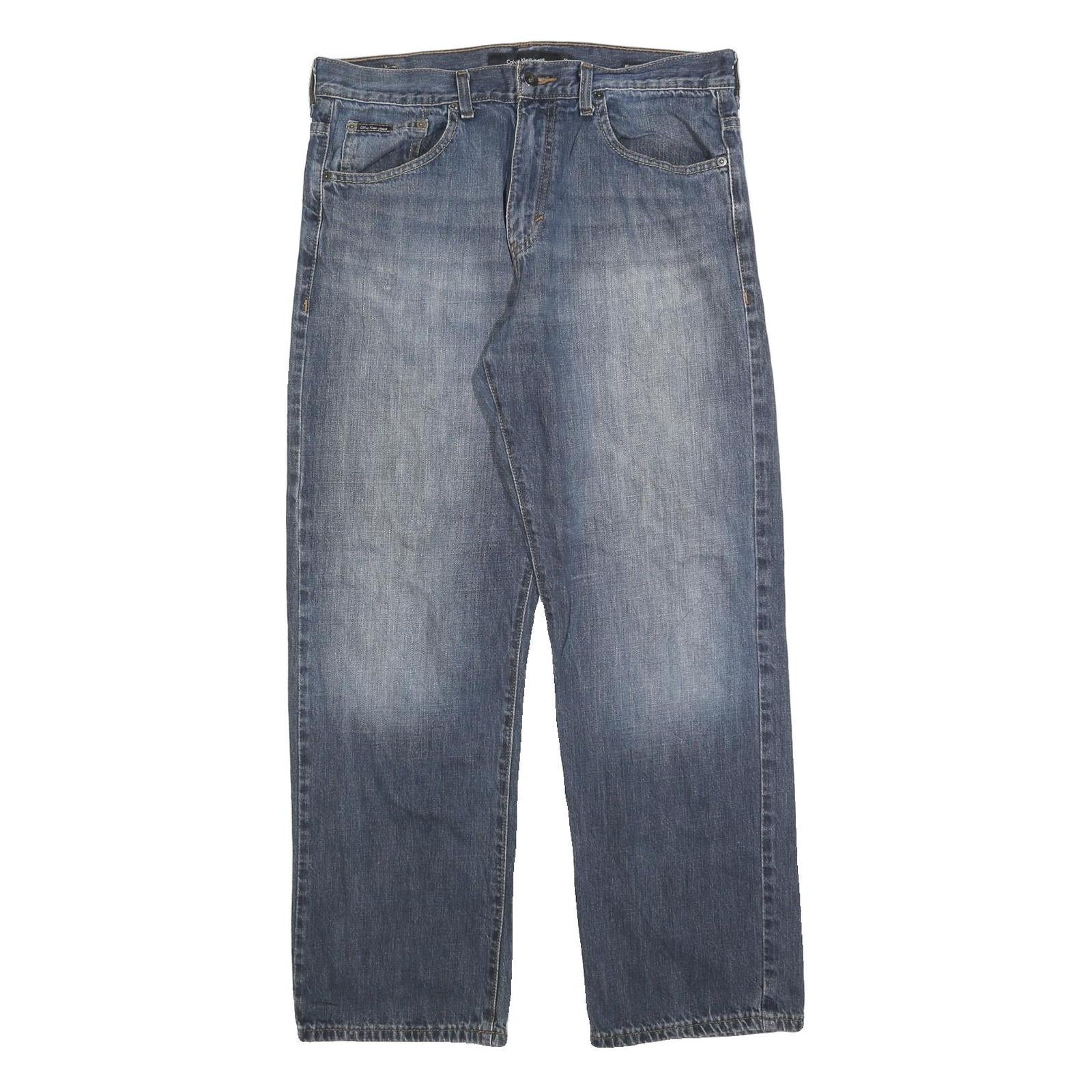 CALVIN KLEIN JEANS Mens Relaxed Blue Denim Medium W34 L30 Cotton Blend Zip