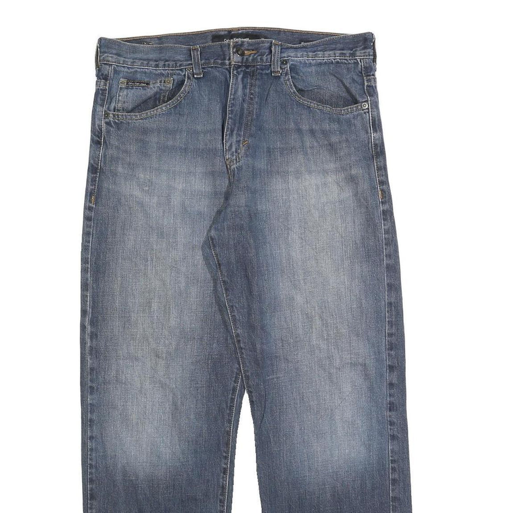 CALVIN KLEIN JEANS Mens Relaxed Blue Denim Medium W34 L30 Cotton Blend Zip