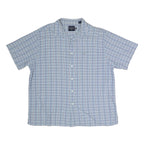 NAUTICA Mens Blue & White Check Short Sleeve Shirt 2XL Cotton Blend Casual