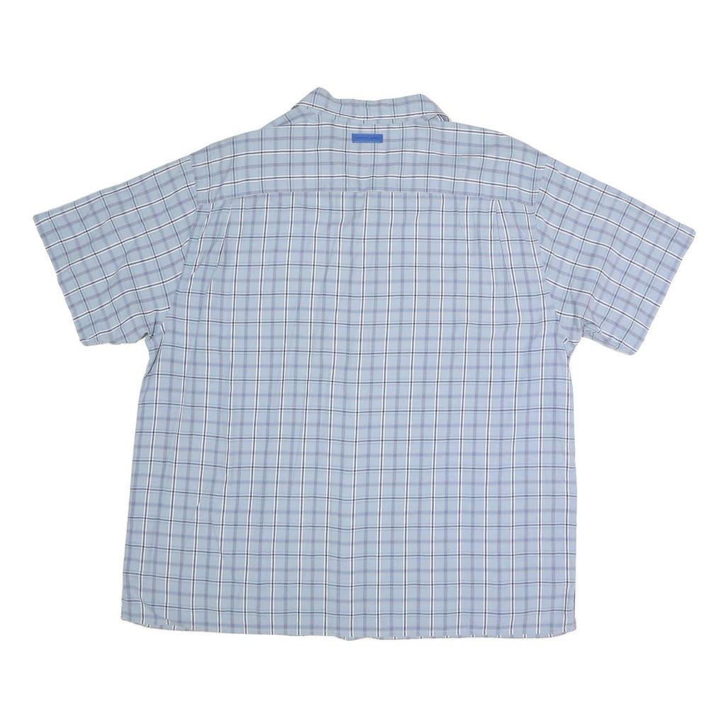 NAUTICA Mens Blue & White Check Short Sleeve Shirt 2XL Cotton Blend Casual