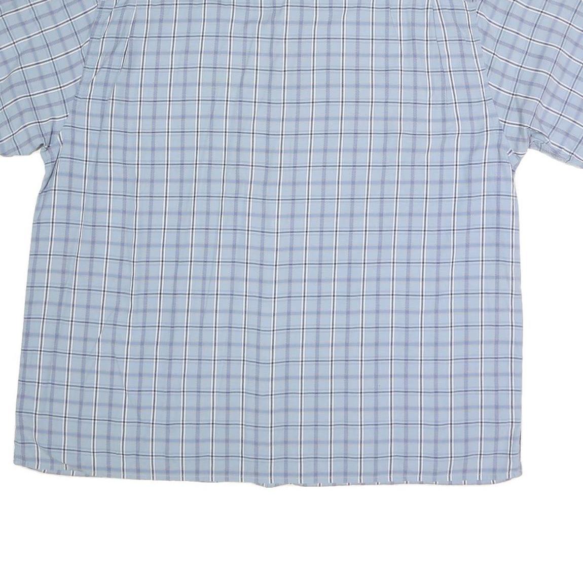 NAUTICA Mens Blue & White Check Short Sleeve Shirt 2XL Cotton Blend Casual