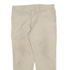 DICKIES Mens Cotton Blend Beige Regular Fit Straight Leg Trousers W38 L28