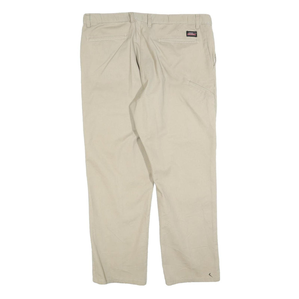 DICKIES Mens Cotton Blend Beige Regular Fit Straight Leg Trousers W38 L28