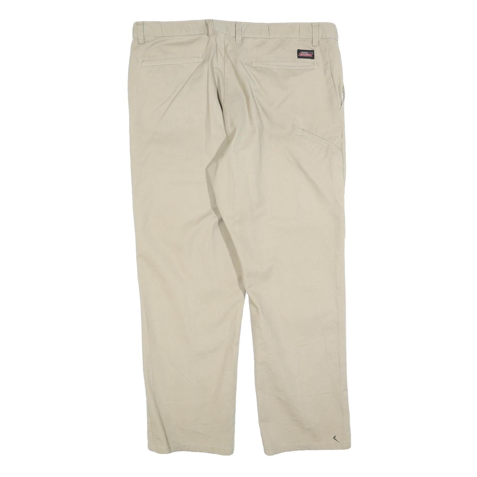 DICKIES Mens Cotton Blend Beige Regular Fit Straight Leg Trousers W38 L28