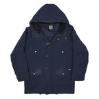 CARHARTT Mens Navy Blue Outdoor Jacket M Nylon Zip Hooded Plain Warm