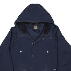CARHARTT Mens Navy Blue Outdoor Jacket M Nylon Zip Hooded Plain Warm