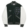 DELONG Womens Green & White Colonial Forge Varsity Button Wool Jacket S
