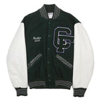 DELONG Womens Green & White Colonial Forge Varsity Button Wool Jacket S