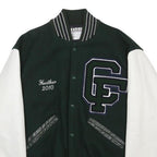 DELONG Womens Green & White Colonial Forge Varsity Button Wool Jacket S