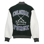 DELONG Womens Green & White Colonial Forge Varsity Button Wool Jacket S