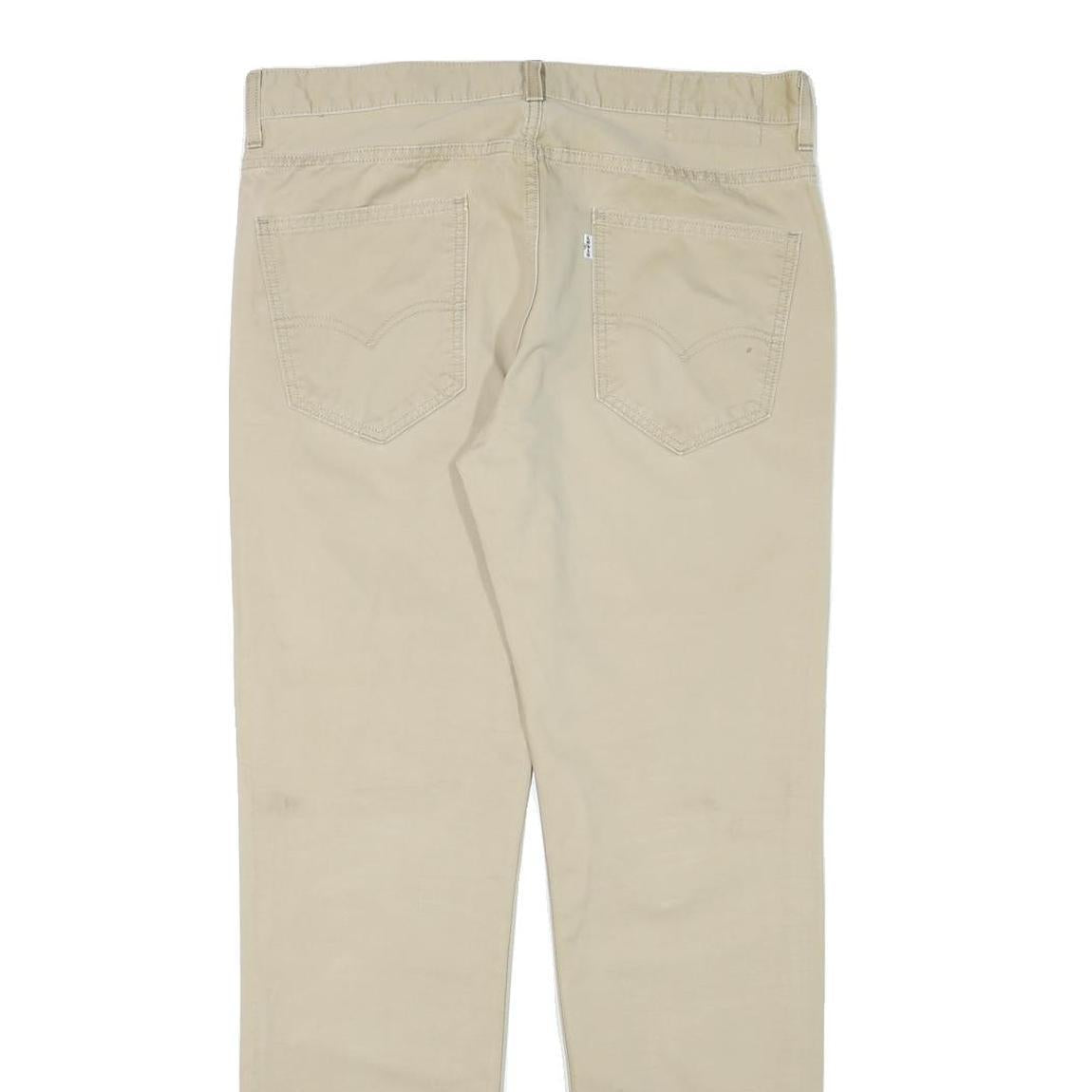 LEVI'S Mens Cotton Blend Slim Beige Trousers W34 L31 Casual Zip Closure
