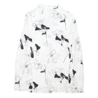 OLIVER BONAS Womens White Printed Shirt Long Sleeve Collared UK 10 Elegant