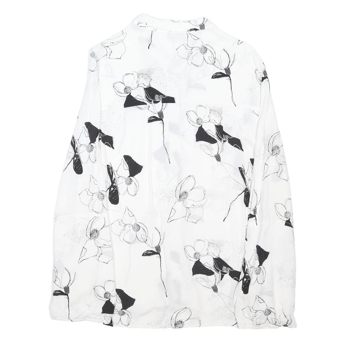 OLIVER BONAS Womens White Printed Shirt Long Sleeve Collared UK 10 Elegant