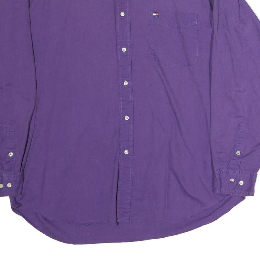 TOMMY HILFIGER Mens Purple Cotton Button Down Shirt XL Classic Fit Casual