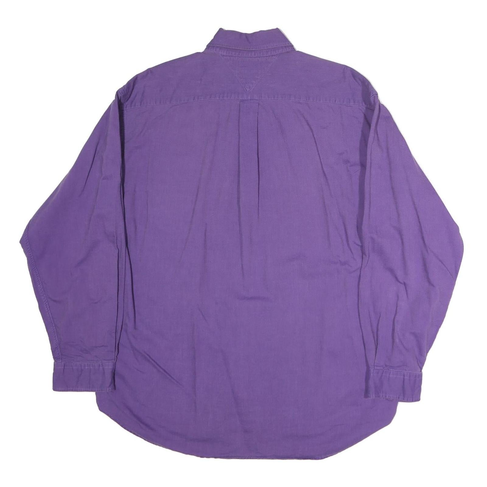 TOMMY HILFIGER Mens Purple Cotton Button Down Shirt XL Classic Fit Casual