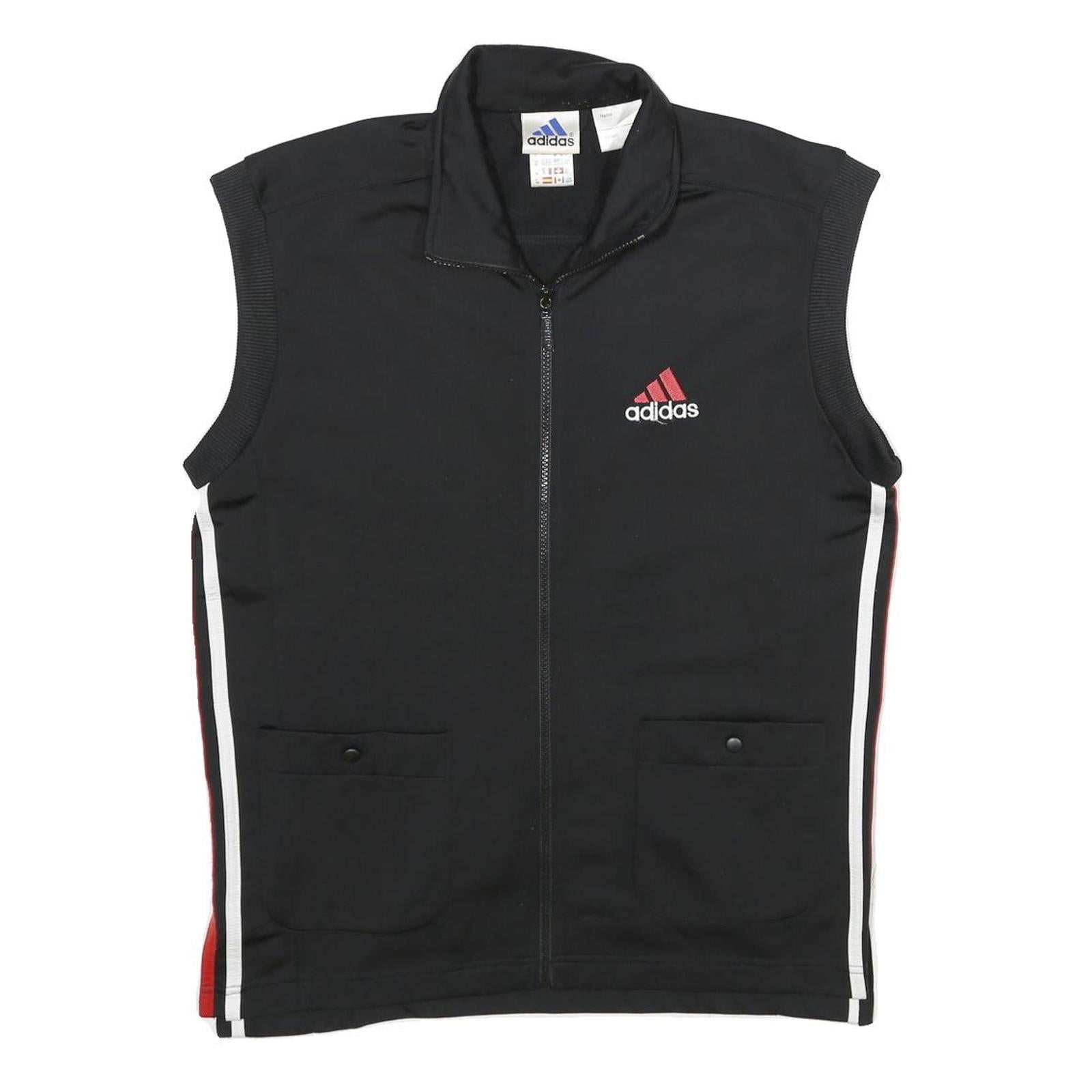 ADIDAS Mens Black & Red Track Sleeveless Jacket XS Polyester Zip Sportswear