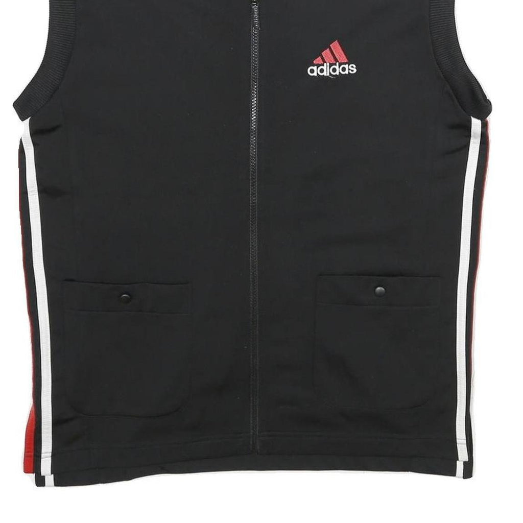 ADIDAS Mens Black & Red Track Sleeveless Jacket XS Polyester Zip Sportswear