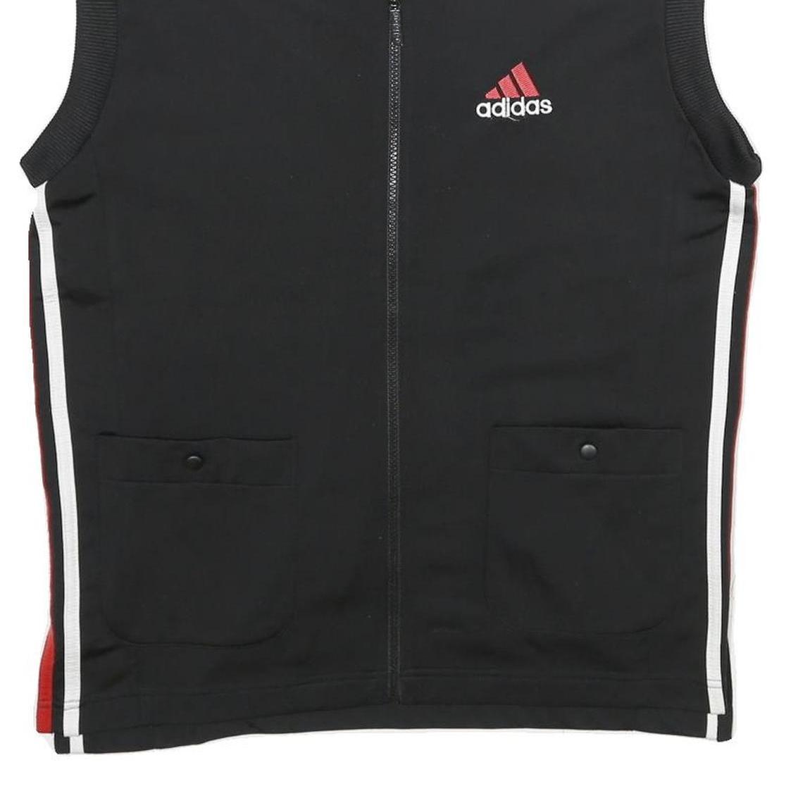 ADIDAS Mens Black & Red Track Sleeveless Jacket XS Polyester Zip Sportswear
