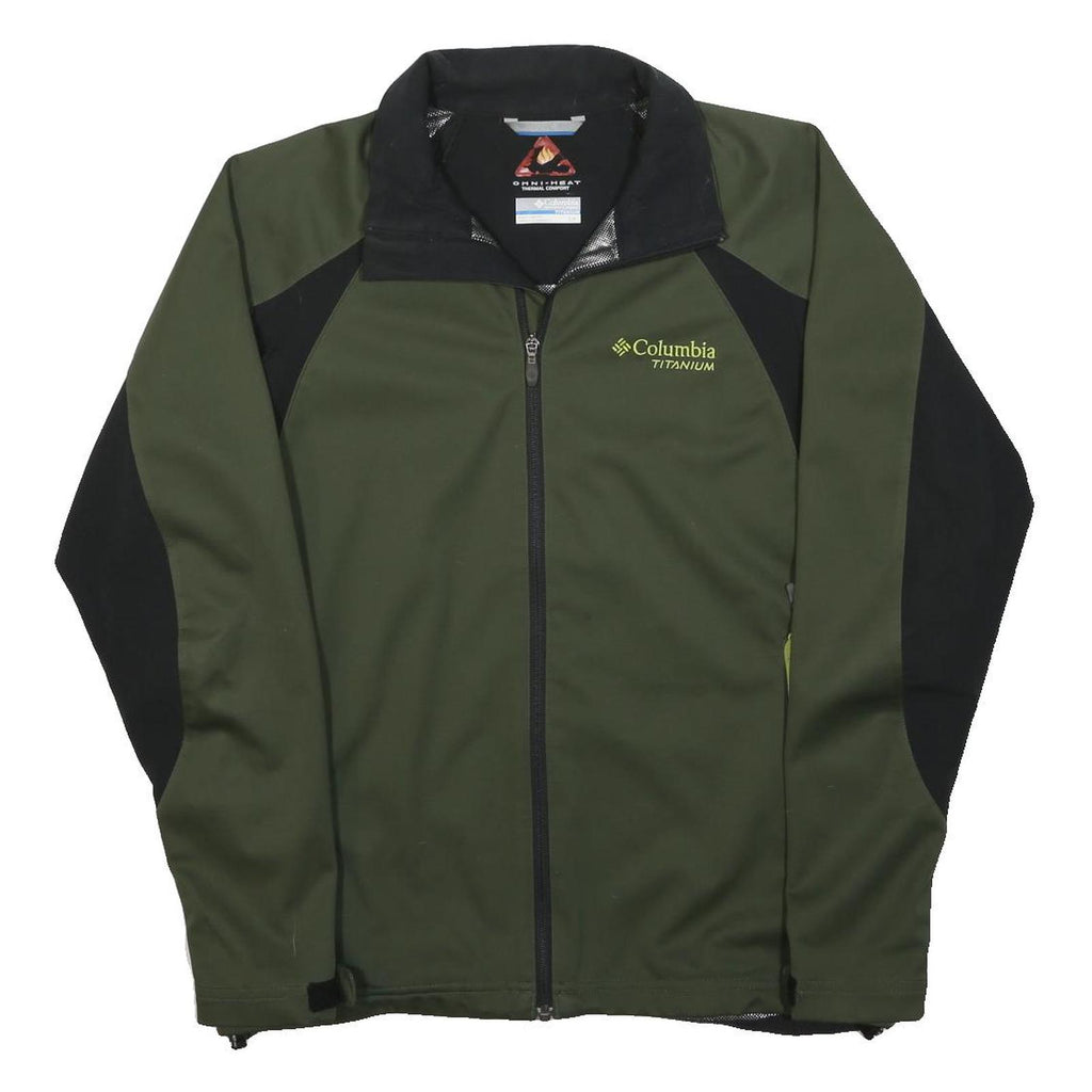 COLUMBIA Mens Green & Black Outdoor Jacket S Polyester Zip Performance