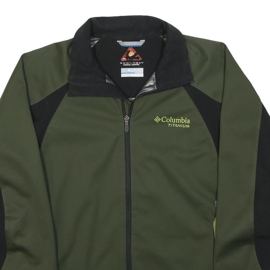 COLUMBIA Mens Green & Black Outdoor Jacket S Polyester Zip Performance