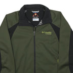 COLUMBIA Mens Green & Black Outdoor Jacket S Polyester Zip Performance