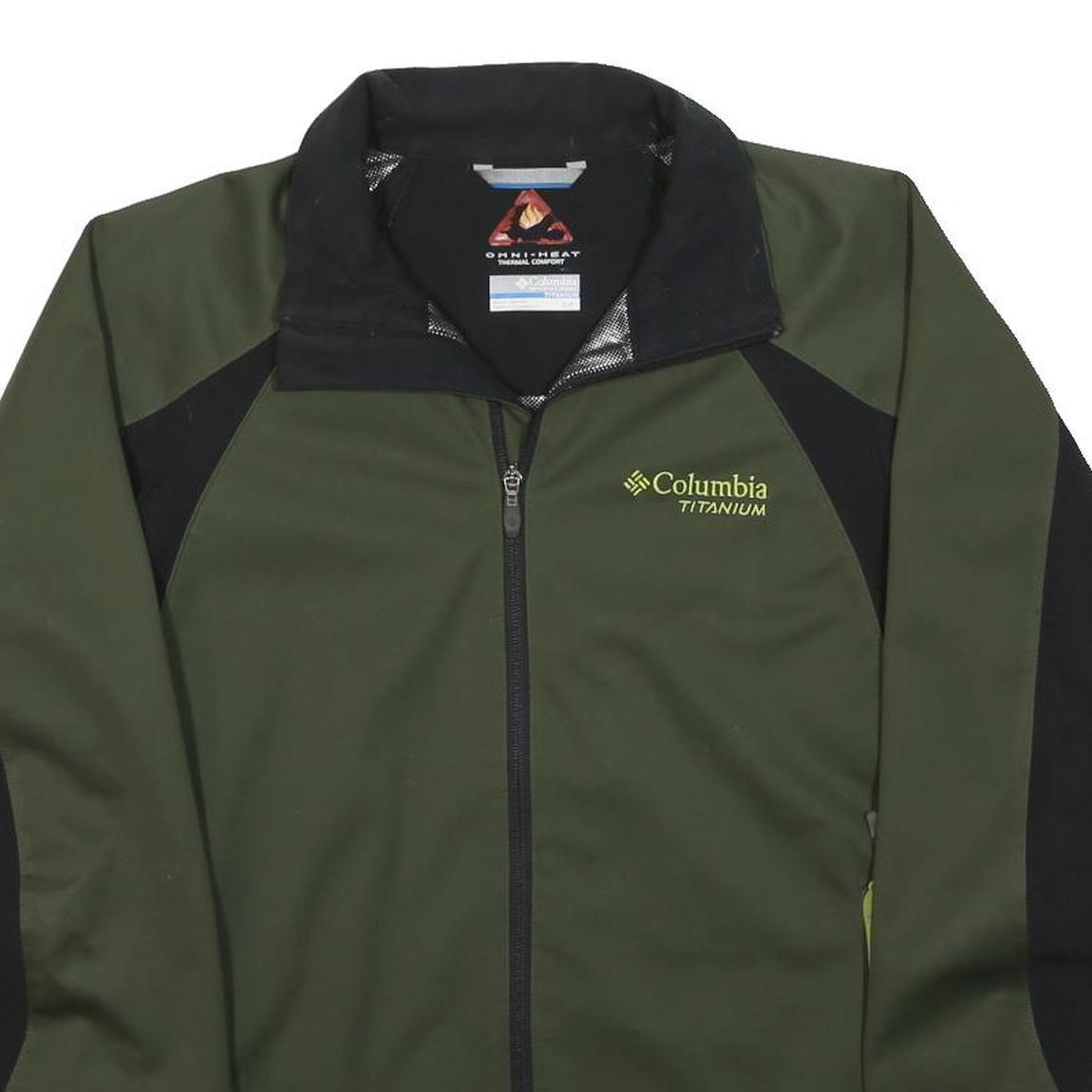 COLUMBIA Mens Green & Black Outdoor Jacket S Polyester Zip Performance