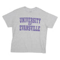 Mens Grey Cotton University Of Evansville Graphic T-Shirt L Short Sleeve Crew