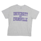 Mens Grey Cotton University Of Evansville Graphic T-Shirt L Short Sleeve Crew
